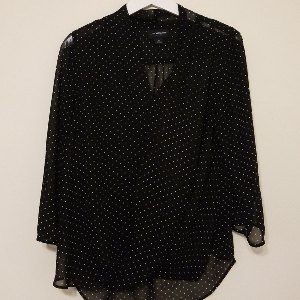 Black Blouse with White Polka Dots